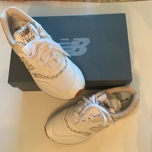 New Balance 997H Tennis Shoes in White with Calm Taupe